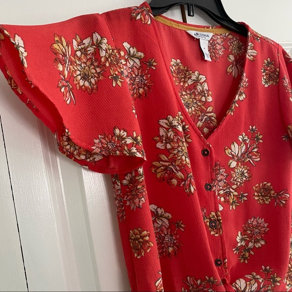 Arizona Jean Co Cropped Front Tie Shirt with Buttons - Picture 4 of 5